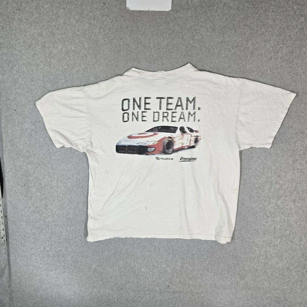 VINTAGE NASACAR  Men Shirt XL White Jimmy Spencer 41 One Team One Dream READ